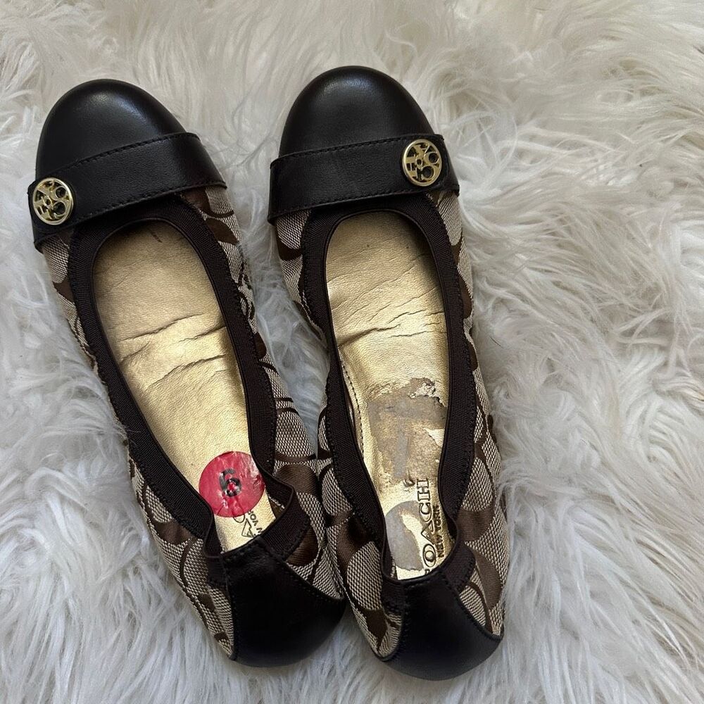 Coach flats women’s size 6 Chelsea leather cap ballet shoes - Picture 3 of 4